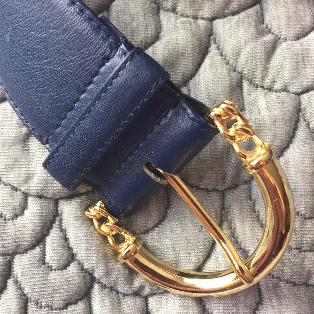 Charter Club sz small Leather Navy GOLD $69 NWOT